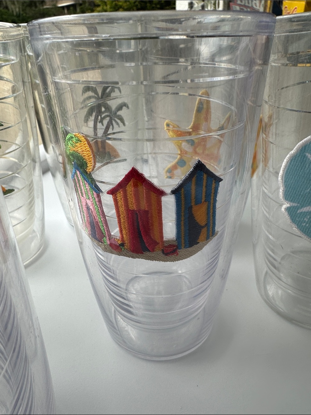 TERVIS TUMBLER set of 8 coastal beach acrylic 16oz cups starfish palm tree sea - Picture 6 of 11